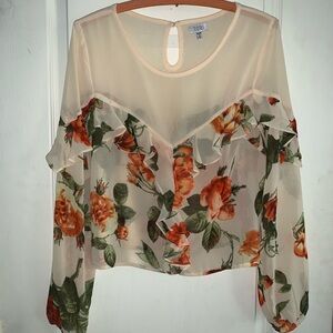 TOBI floral blouse sheer flower long sleeve see through top
